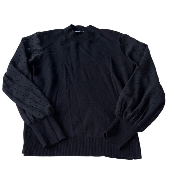 CeCe Black Clip Dot Long Sleeve with Textured Dot Mock Neck Pullover Size XS - Picture 2 of 5